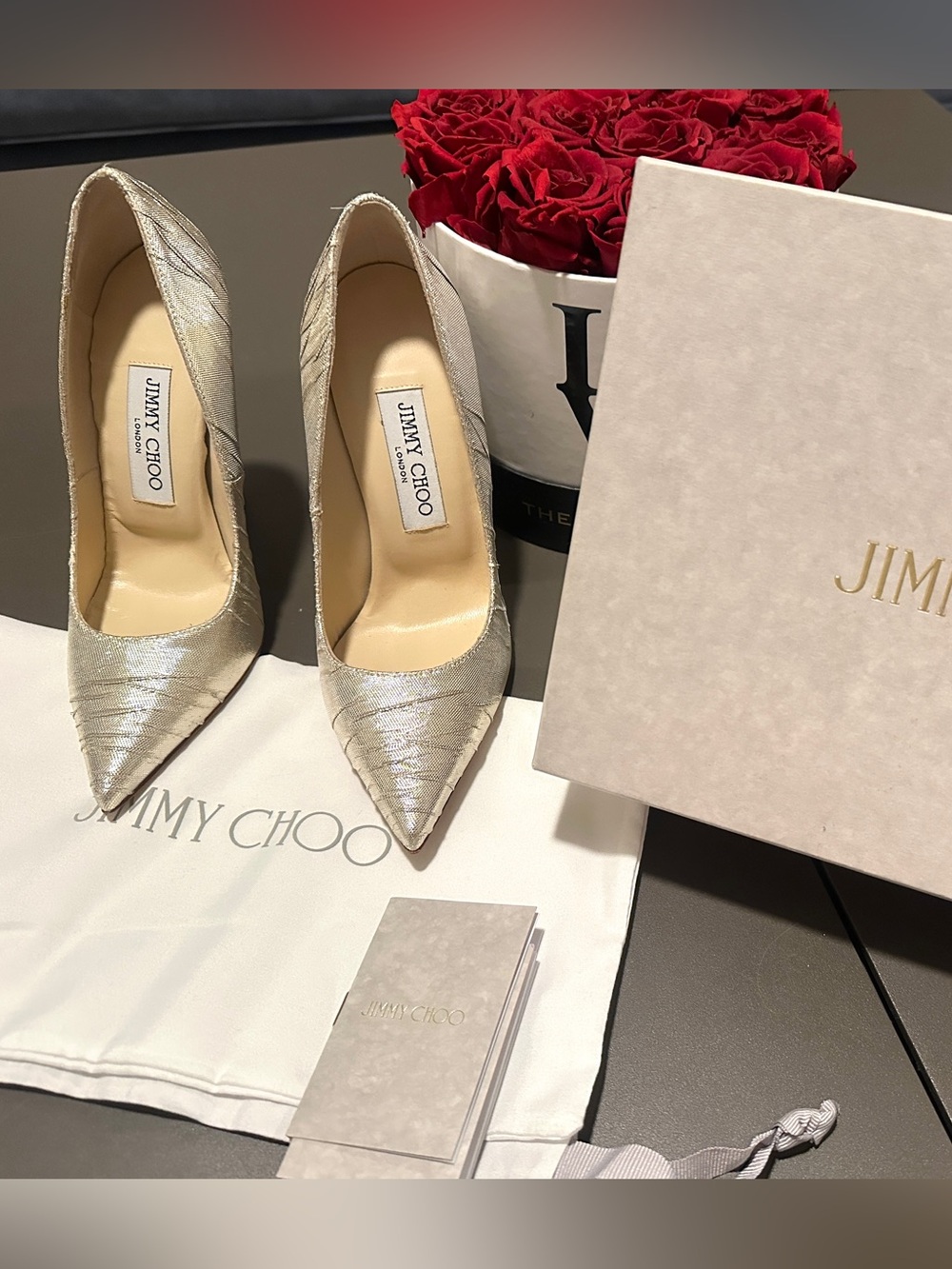 Jimmy Choo Metallic Silver Pointed Toe Pump